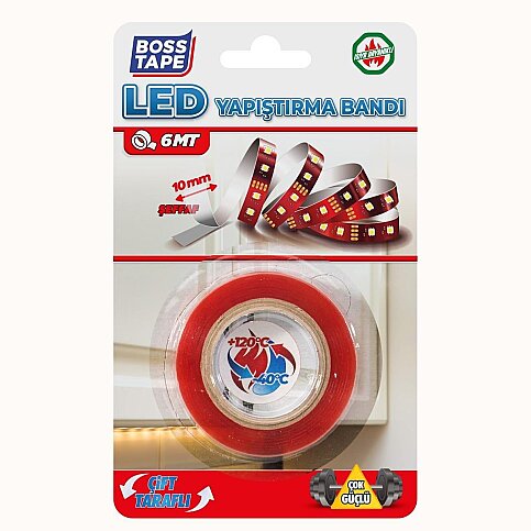 BOSS TAPE 3968 ÇİFT TARAFLI LED YAPIŞTIRMA BANDI 10mmx6m - 1