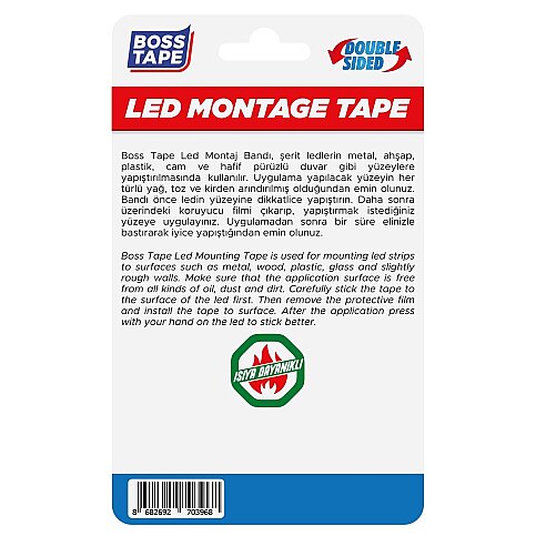 BOSS TAPE 3968 ÇİFT TARAFLI LED YAPIŞTIRMA BANDI 10mmx6m - 5