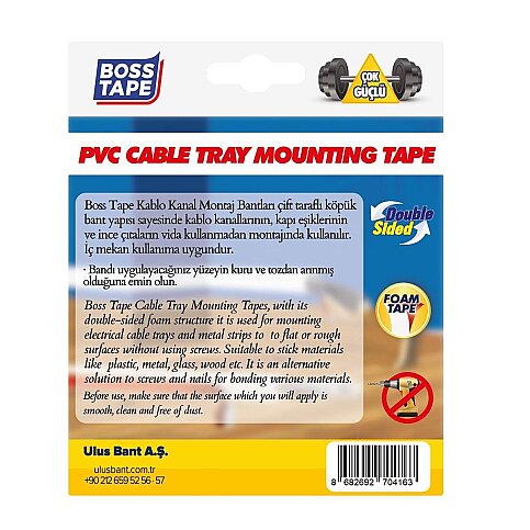 BOSS TAPE 4163 ÇİFT TARAFLI KABLO KANAL MONTAJ KÖPÜK BANT 10mmx10m (ÇOK GÜÇLÜ) - 2