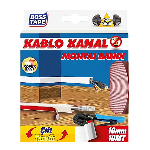 BOSS TAPE 4163 ÇİFT TARAFLI KABLO KANAL MONTAJ KÖPÜK BANT 10mmx10m (ÇOK GÜÇLÜ) - 1