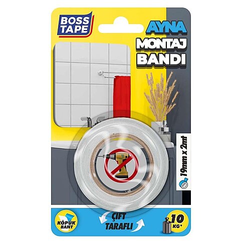 BOSS TAPE 4170 ÇİFT TARAFLI KÖPÜK AYNA MONTAJ BANDI 19mmx2m - 1