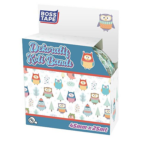 BOSS TAPE 4552 DESENLİ DEKORATİF KOLİ BANDI 45mmx25m BAYKUŞ - 1