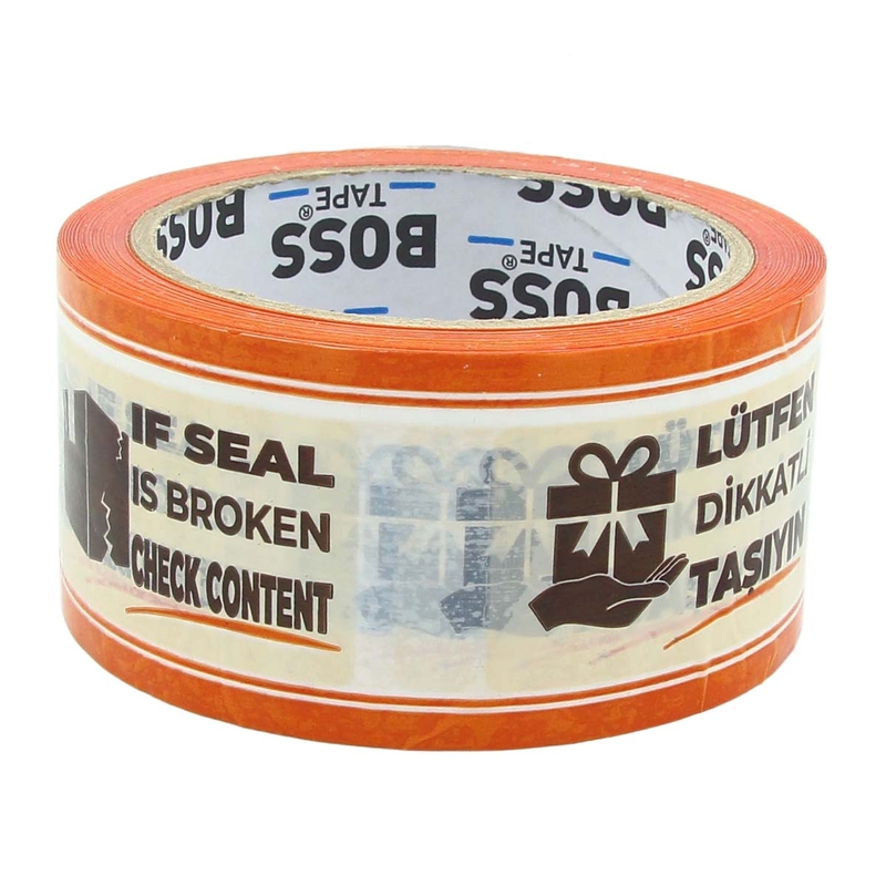 BOSS TAPE 4576 İKAZ KOLİ BANDI 50mmx66m DİKKATLİ TAŞIYIN