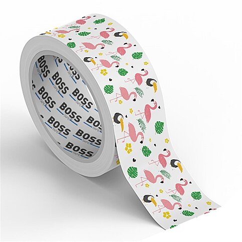 BOSS TAPE 4606 DESENLİ DEKORATİF KOLİ BANDI 45mmx25m KARGA-FLAMİNGO - 2