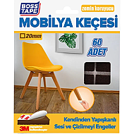 BOSS TAPE 5252 ZEMİN KORUYUCU MOBİLYA ALTI KEÇESİ YUVARLAK 20mm 60LI KAHVE - BOSS TAPE