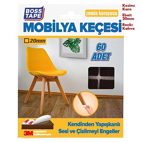 BOSS TAPE 5276 ZEMİN KORUYUCU MOBİLYA ALTI KEÇESİ KARE 20mmx20mm 60LI KAHVE - 1