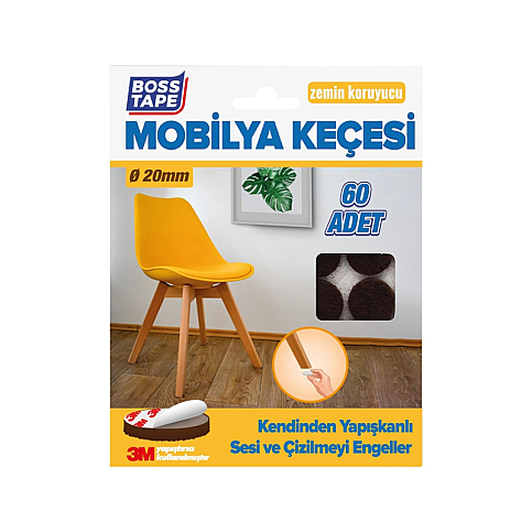 BOSS TAPE 5276 ZEMİN KORUYUCU MOBİLYA ALTI KEÇESİ KARE 20mmx20mm 60LI KAHVE - 1