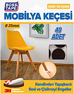 BOSS TAPE 5283 ZEMİN KORUYUCU MOBİLYA ALTI KEÇESİ KARE 25mmx25mm 40LI KAHVE - BOSS TAPE