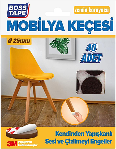 BOSS TAPE 5283 ZEMİN KORUYUCU MOBİLYA ALTI KEÇESİ KARE 25mmx25mm 40LI KAHVE - 1