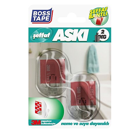 BOSS TAPE 5498 PLASTİK KÜÇÜK ASKI ŞEFFAF 2Lİ BLİSTER - 1