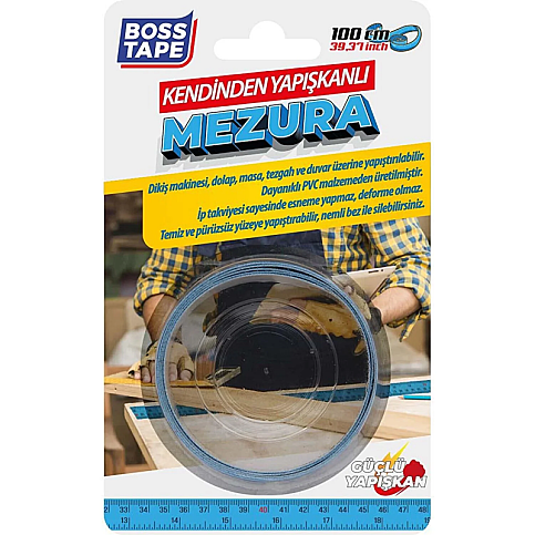 BOSS TAPE 6167 KENDİNDEN YAPIŞKANLI MEZURA 1m - 1