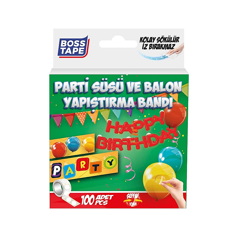 BOSS TAPE 6242 YUVARLAK PARTİ SÜSÜ VE BALON YAPIŞTIRMA BANDI 10mm 100LÜ