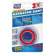 BOSS TAPE 6259 SUYA DAYANIKLI SİLİKON KAYNAYAN BANT 25mmx1.5m KIRMIZI - 1