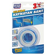 BOSS TAPE 6266 SUYA DAYANIKLI SİLİKON KAYNAYAN BANT 25mmx1.5m ŞEFFAF - BOSS TAPE