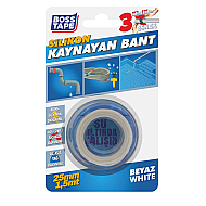 BOSS TAPE 6273 SUYA DAYANIKLI SİLİKON KAYNAYAN BANT 25mmx1.5m BEYAZ - BOSS TAPE