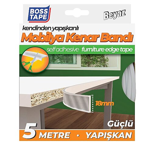 BOSS TAPE 6631 MOBİLYA KENAR BANDI 18mmx5m BEYAZ - 1