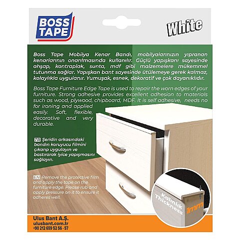 BOSS TAPE 6631 MOBİLYA KENAR BANDI 18mmx5m BEYAZ - 2
