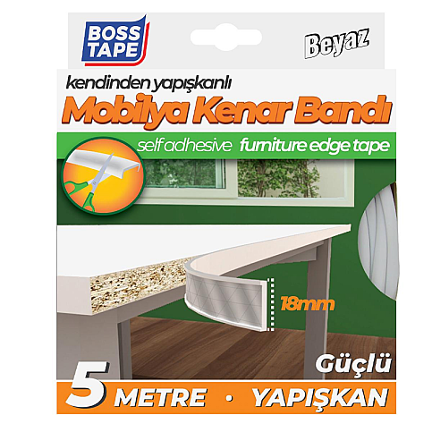 BOSS TAPE 6631 MOBİLYA KENAR BANDI 18mmx5m BEYAZ - 1