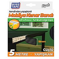 BOSS TAPE 6648 MOBİLYA KENAR BANDI 18mmx5m SİYAH - BOSS TAPE