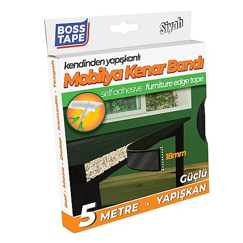 BOSS TAPE 6648 MOBİLYA KENAR BANDI 18mmx5m SİYAH - 2