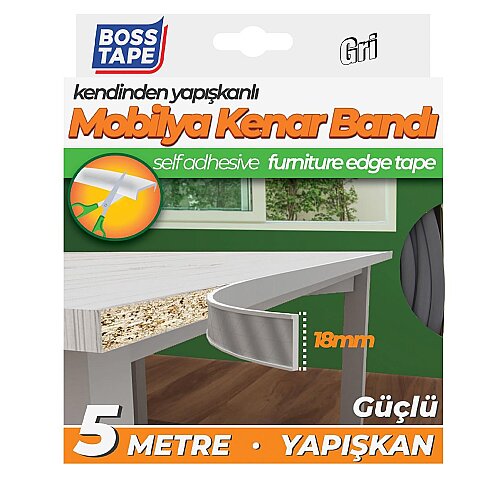 BOSS TAPE 6655 MOBİLYA KENAR BANDI 18mmx5m GRİ - 1