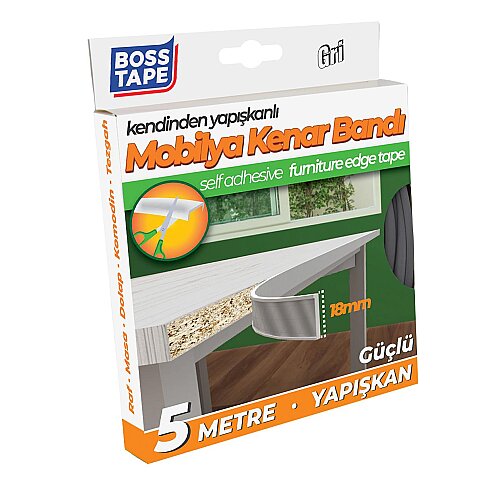 BOSS TAPE 6655 MOBİLYA KENAR BANDI 18mmx5m GRİ - 2