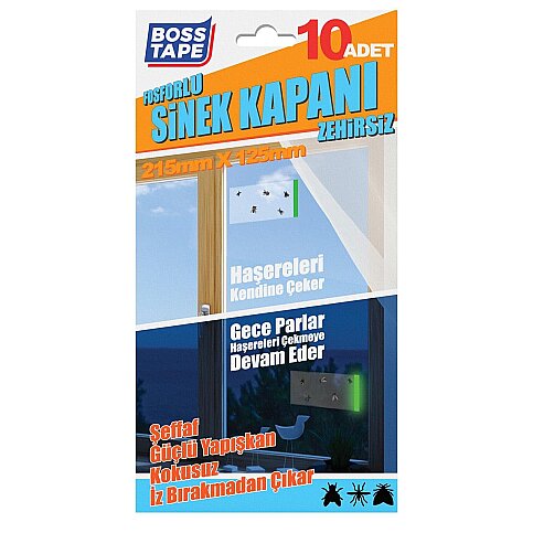 BOSS TAPE 7065 YAPIŞKANLI FOSFORLU SİNEK KAPANI 215mmx125mm - 1