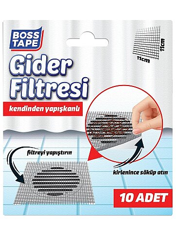 BOSS TAPE 7768 YAPIŞKANLI GİDER FİLTRESİ 110mmx110mm 10LU - 1