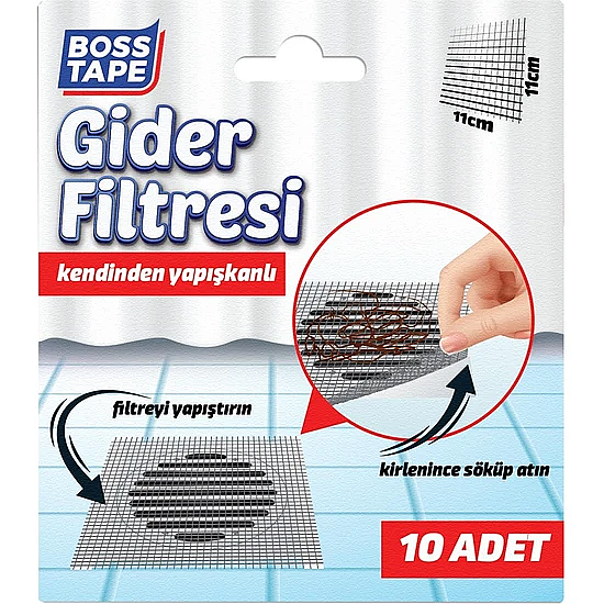 BOSS TAPE 7768 YAPIŞKANLI GİDER FİLTRESİ 110mmx110mm 10LU