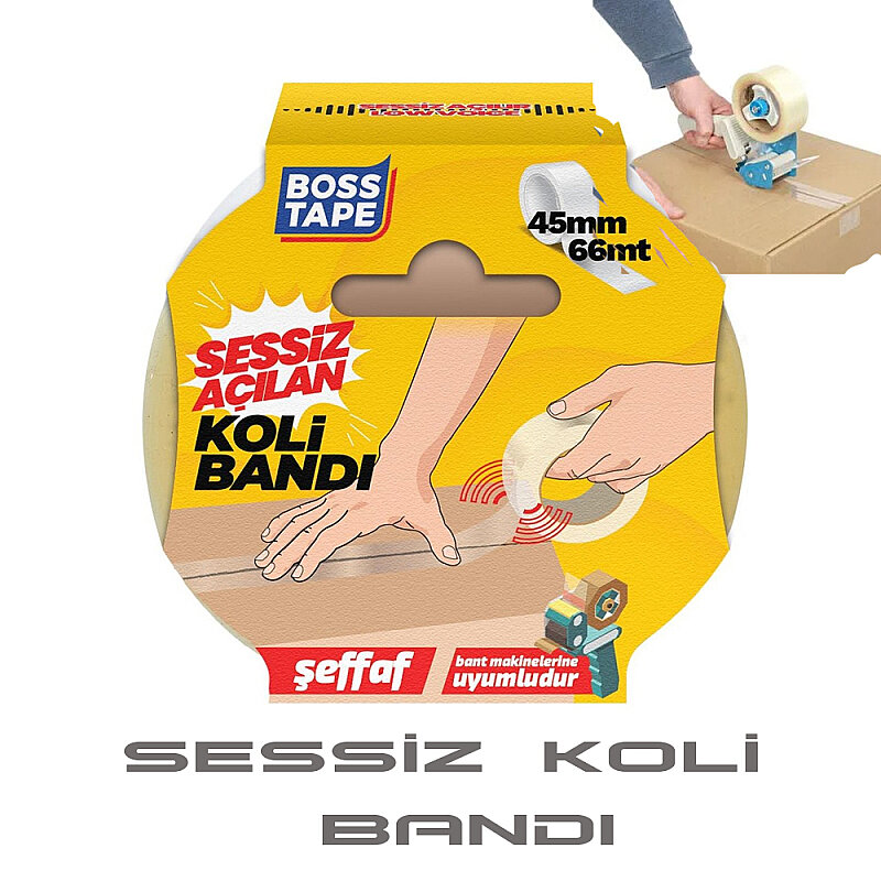 BOSS TAPE 7775 SESSİZ AÇILAN KOLİ BANDI 45mmx66m