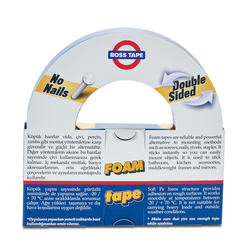 BOSS TAPE 2992 ÇİFT TARAFLI KÖPÜK BANT 18mmx10m (ÇOK KUVVETLİ 15kg) - 3