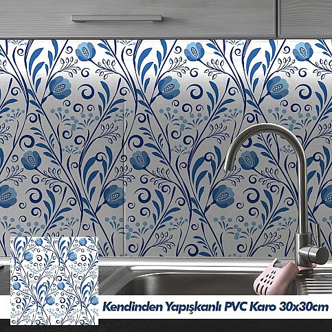 BOSS TAPE PVC YAPIŞKANLI KARO 30x30cm 4LÜ TRADİTİONAL BLUE - 1