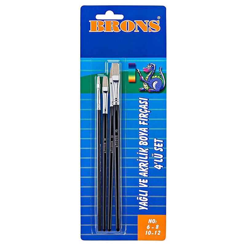 BRONS BR-522 258 YAĞLI BOYA FIRÇASI SET 4LÜ (6-8-10-12)