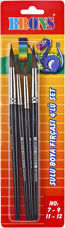 BRONS BR-617 145 SULU BOYA FIRÇASI SET 4LÜ (7-9-11-12)