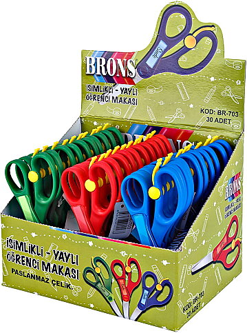 BRONS BR-703 YAYLI İSİMLİKLİ ÖĞRENCİ MAKASI - 4