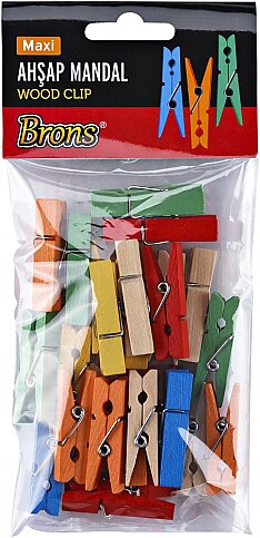 BRONS BR-904 RENKLİ KÜÇÜK BOY AHŞAP MANDAL - 2