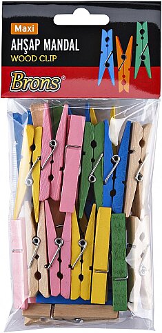 BRONS BR-905 RENKLİ BÜYÜK BOY AHŞAP MANDAL - 2