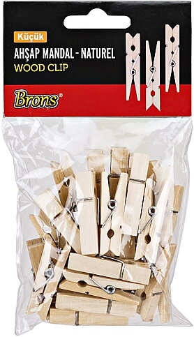 BRONS BR-906 NATUREL KÜÇÜK BOY AHŞAP MANDAL - 1