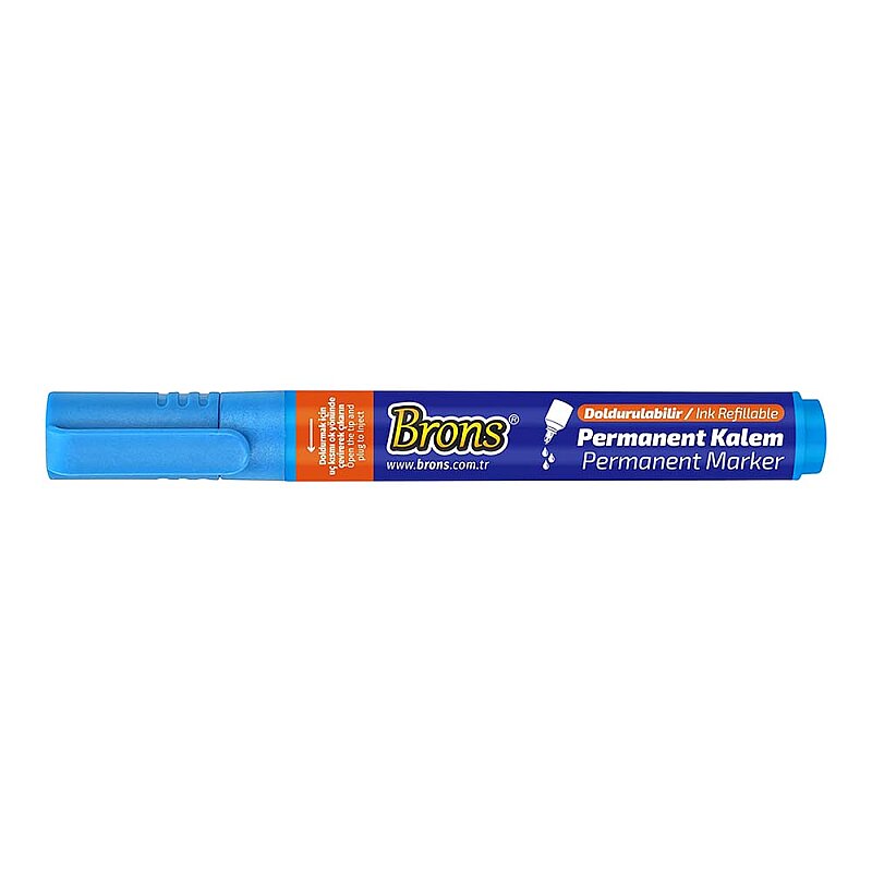 BRONS BR-9721 PERMANENT MARKÖR KOLİ KALEMİ KESİK UÇ MAVİ