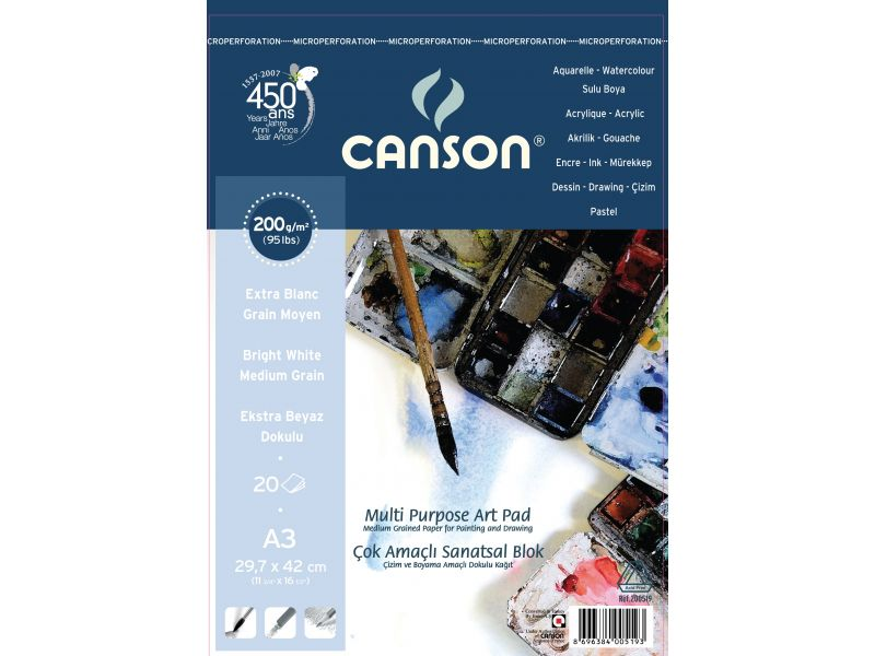 CANSON 1557 FİNEFACE ÇİZİM BLOĞU A3 20 YAPRAK 200gr (FCNS20020A3US)