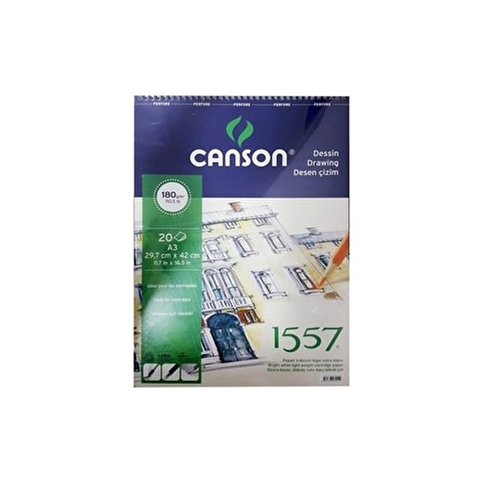 CANSON 1557 ÜSTTEN SPİRALLİ ÇİZİM BLOĞU A3 20 YAPRAK 180gr - 1