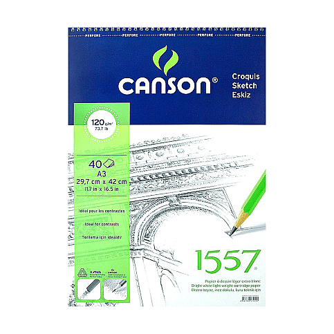 CANSON 1557 ÜSTTEN SPİRALLİ ÇİZİM BLOĞU A3 40 YAPRAK 120gr (FCNS12040A3US) - 1