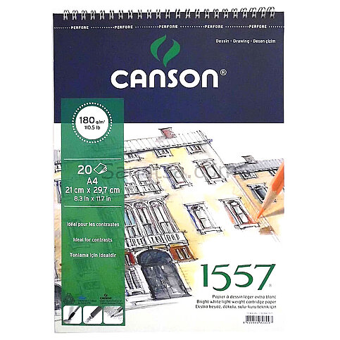 CANSON 1557 ÜSTTEN SPİRALLİ ÇİZİM BLOĞU A4 20 YAPRAK 180gr (FCNS18020A4US) - 1