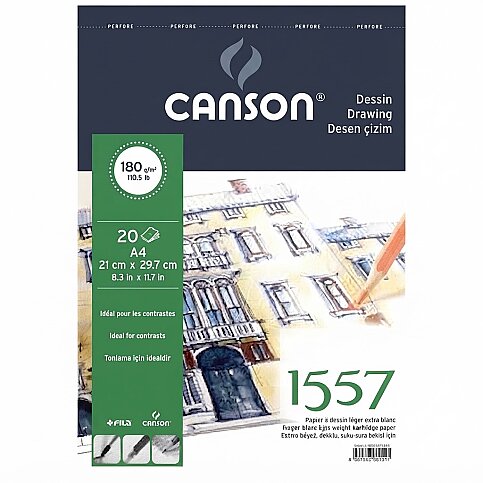 CANSON 1557 ÜSTTEN SPİRALLİ ÇİZİM BLOĞU A4 20 YAPRAK 180gr (FCNS18020A4US) - 1