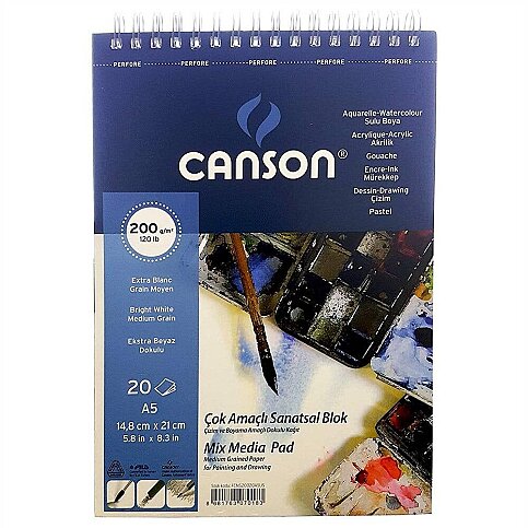 CANSON FİNEFACE ÜSTTEN SPİRALLİ ÇİZİM BLOĞU A5 20 YAPRAK 200gr (FCNS20020A5US) - 1