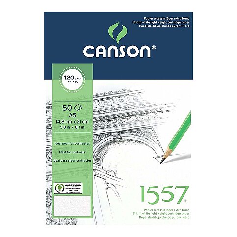 CANSON 1557 ÜSTTEN SPİRALLİ ÇİZİM BLOĞU A5 40 YAPRAK 120gr (FCNS12040A5US) - 1