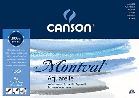 Canson Montval Sulu Boya Bloğu A3 12 Yaprak 300gr (200807320) - 1
