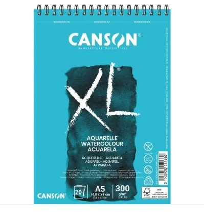 CANSON XL AQUARELLE SPİRALLİ SULU BOYA BLOĞU A5 20 YAPRAK 300gr (400082843) - 1