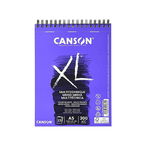 Canson Xl Mix Media Spiralli Çizim Bloğu A5 15 Yaprak 300gr (200001872) - 2