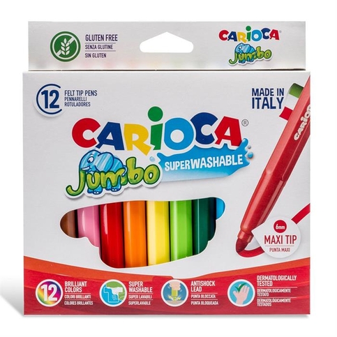 Carioca 40569 Jumbo Süper Yıkanabilir Keçeli Kalemi 12 Renk - 2